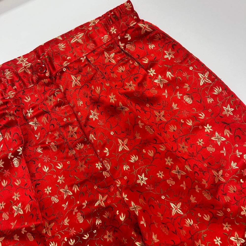 Vintage Chinoiserie Embroidered Silk Pants